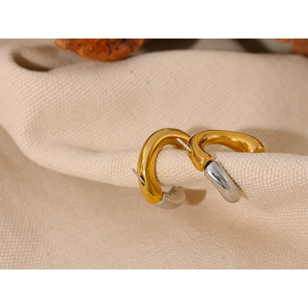 Chic Minimalist  Earrings Gold and Silver - Almkh